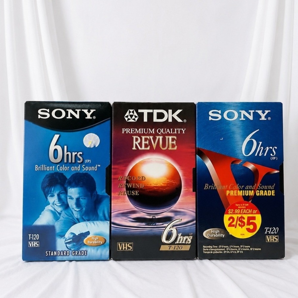 Sealed Blank VHS Tapes Lot Sony TDK T120 6 Hour Vintage NOS‎